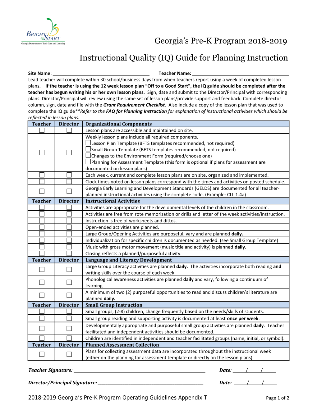 Instructional Quality (IQ) Guide for Planning Instruction