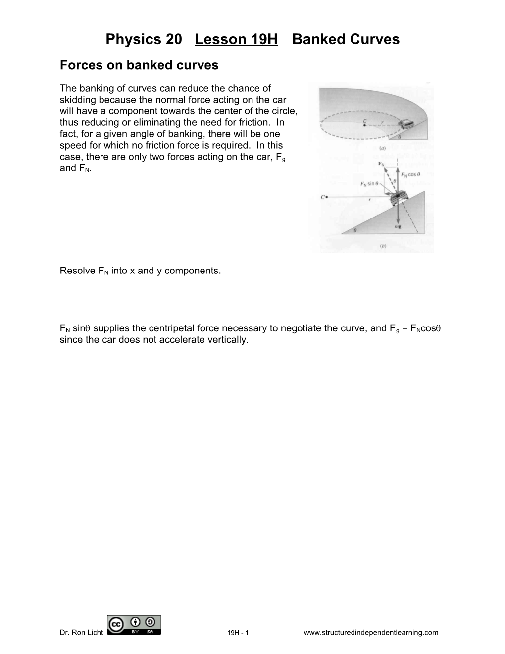 Physics 20 Lesson 19H Banked Curves