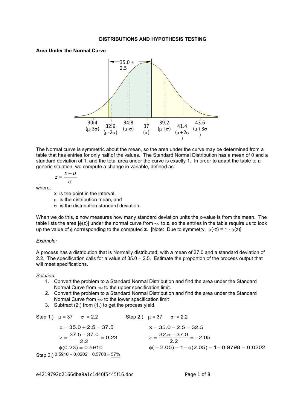 Distributions and Hypothesis Testing