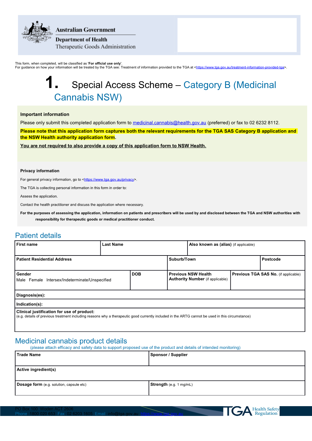 Special Access Scheme - Category B (Medicinal Cannabis NSW)