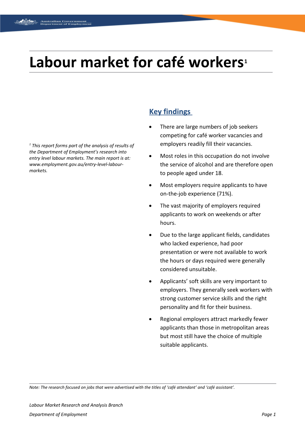 Labour Market for Café Workers1