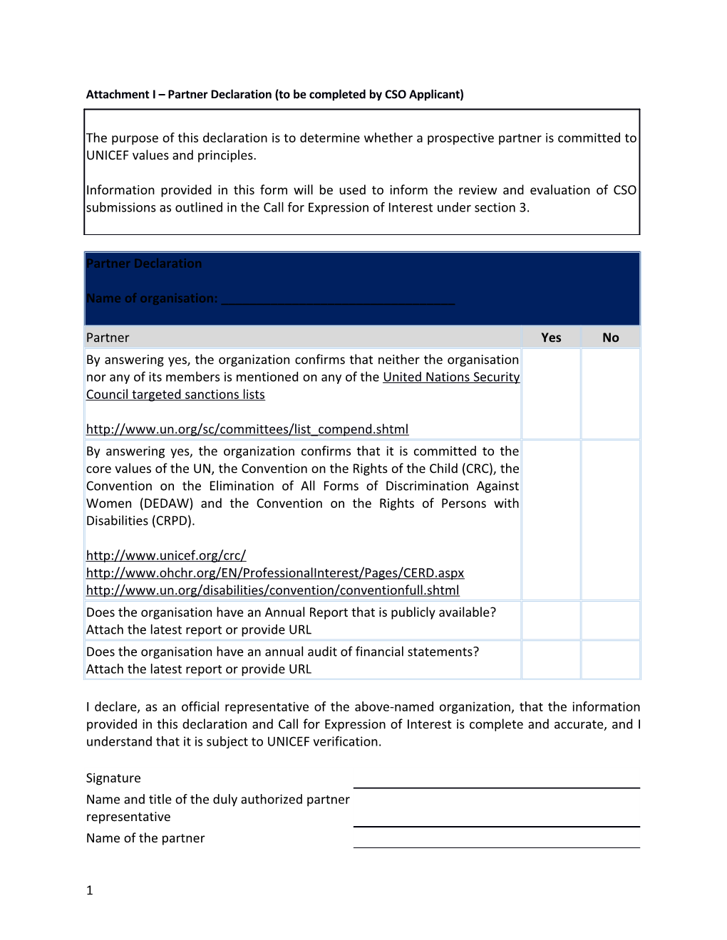 Attachment I Partner Declaration(To Be Completed by Csoapplicant)