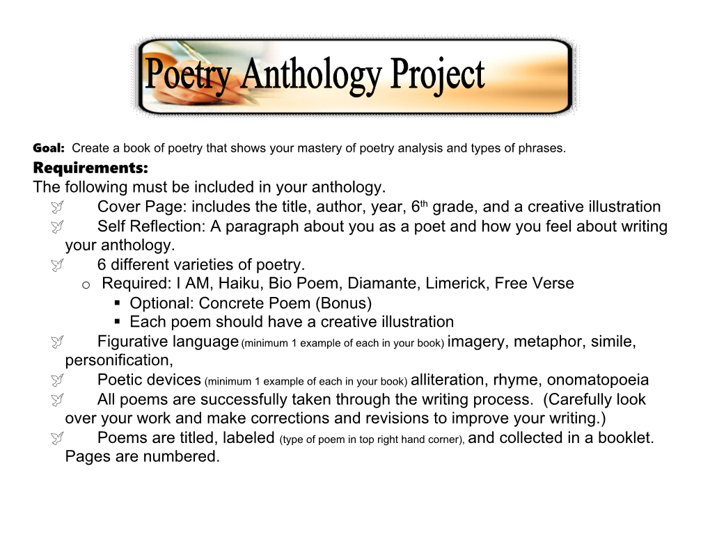 The Following Must Be Included in Your Anthology