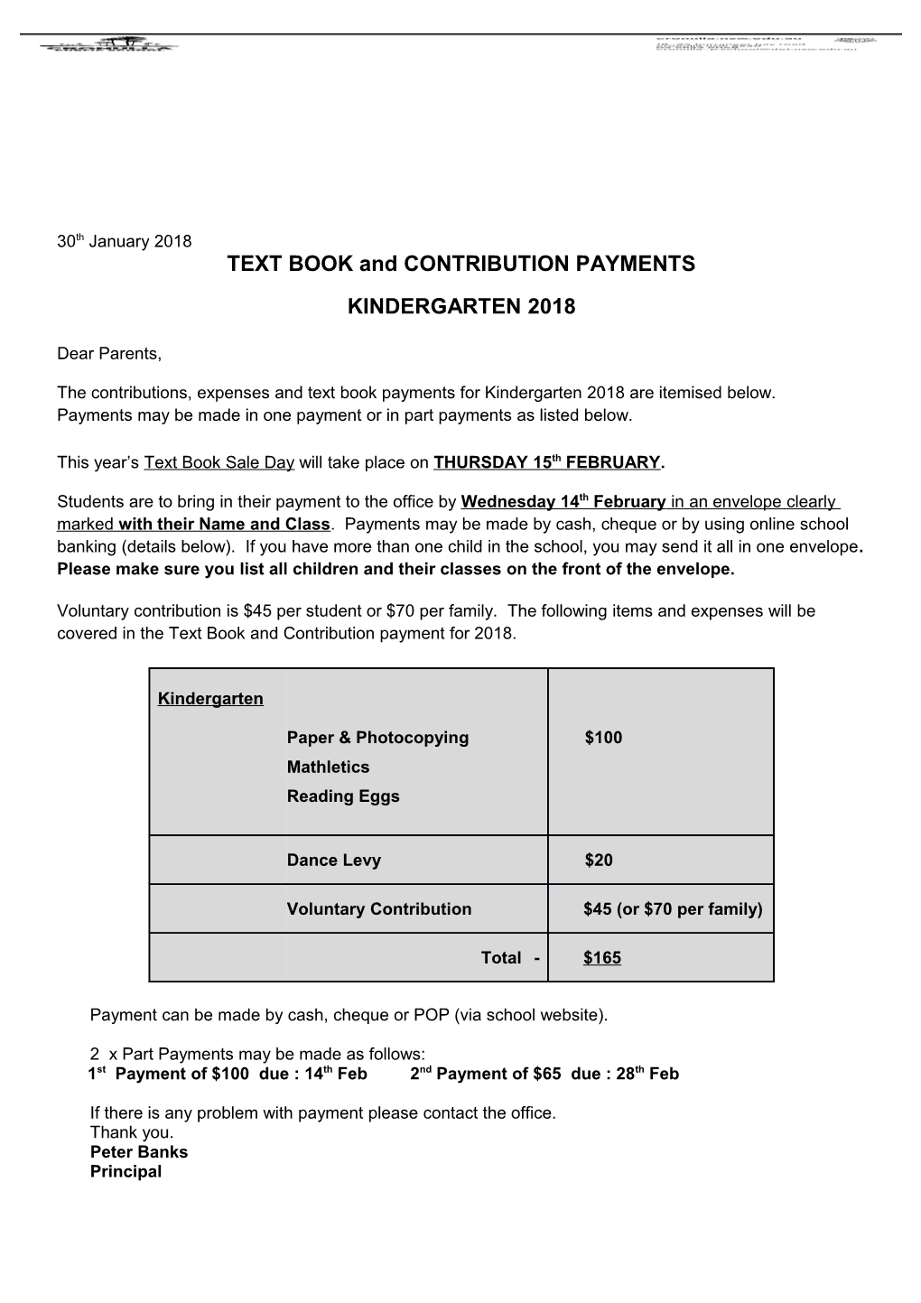 TEXT BOOK and CONTRIBUTION PAYMENTS