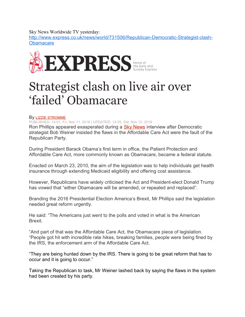 Strategist Clash on Live Air Over Failed Obamacare