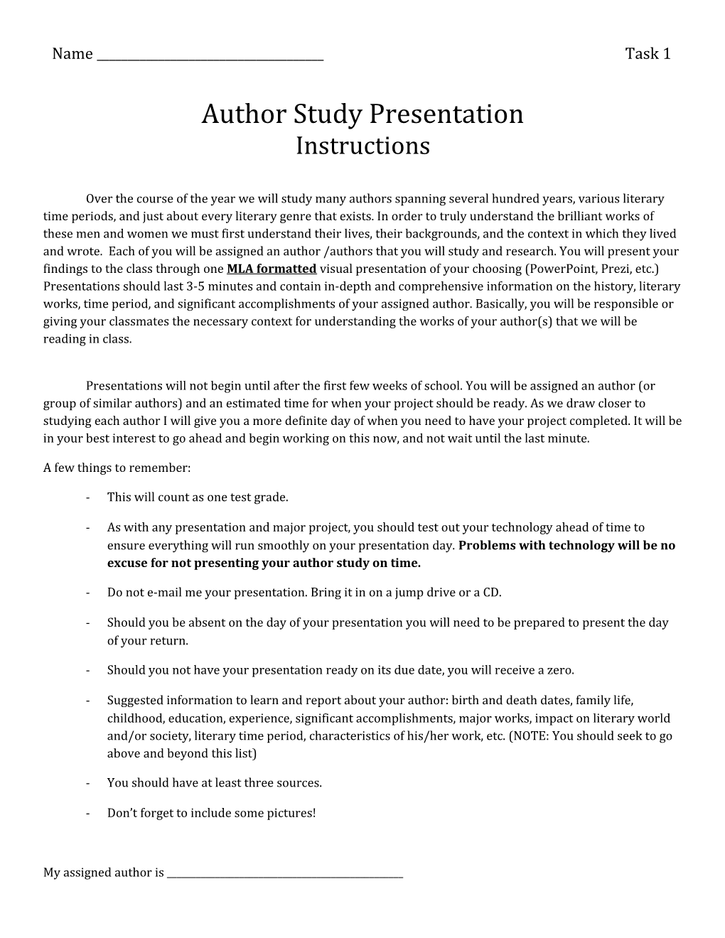 Author Study Presentation