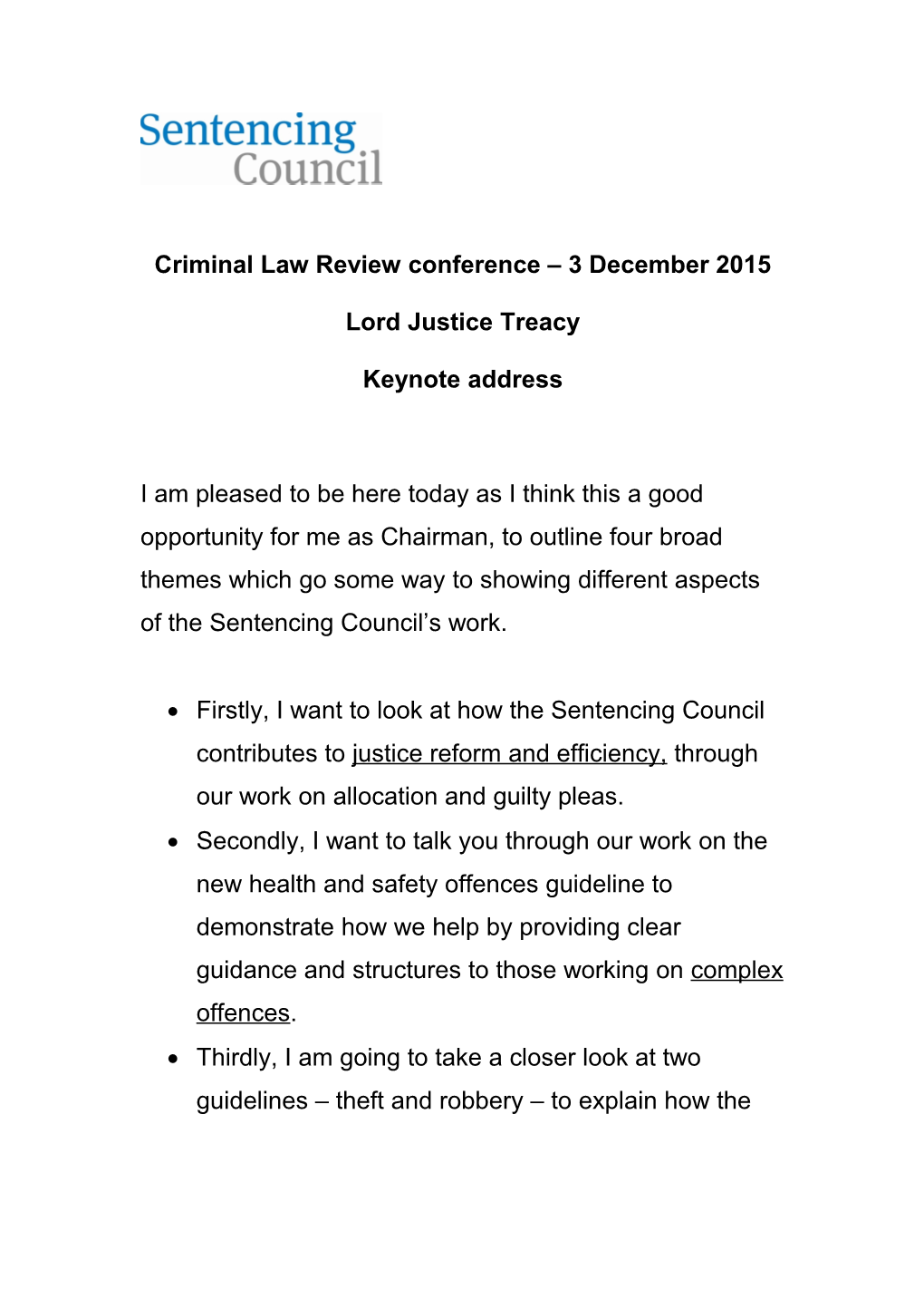 Criminal Law Review Conference 3 December 2015