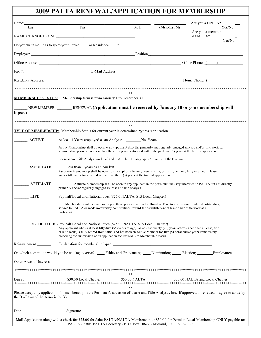 2002 Palta Renewal/Application for Membership