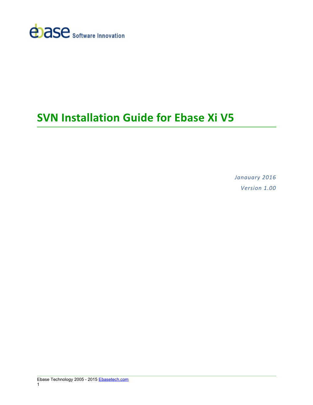 Svninstallation Guide for Ebase Xi V5