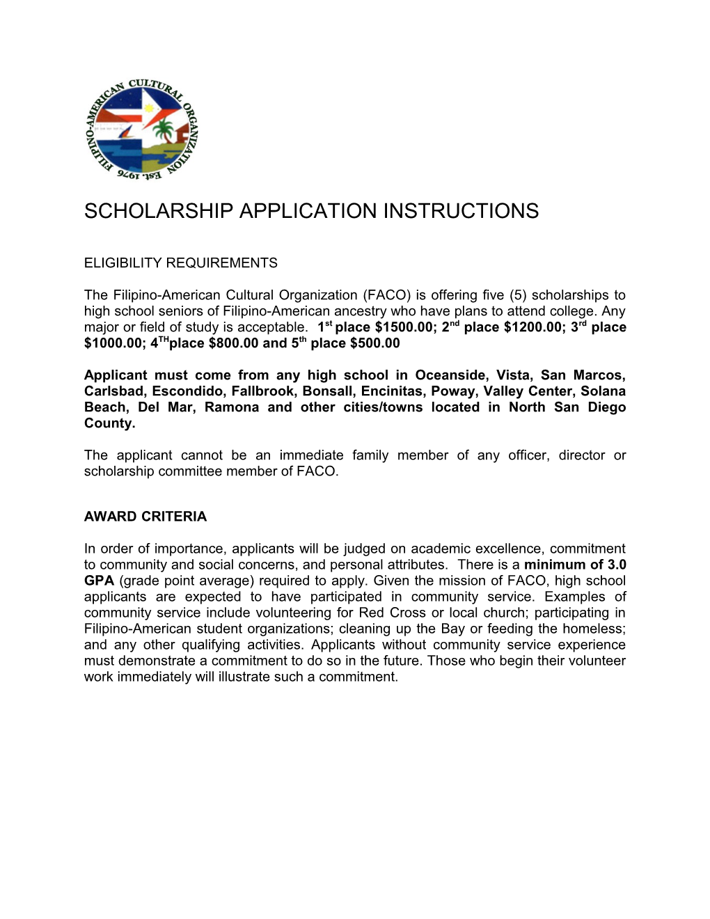Scholarship Application Instructions