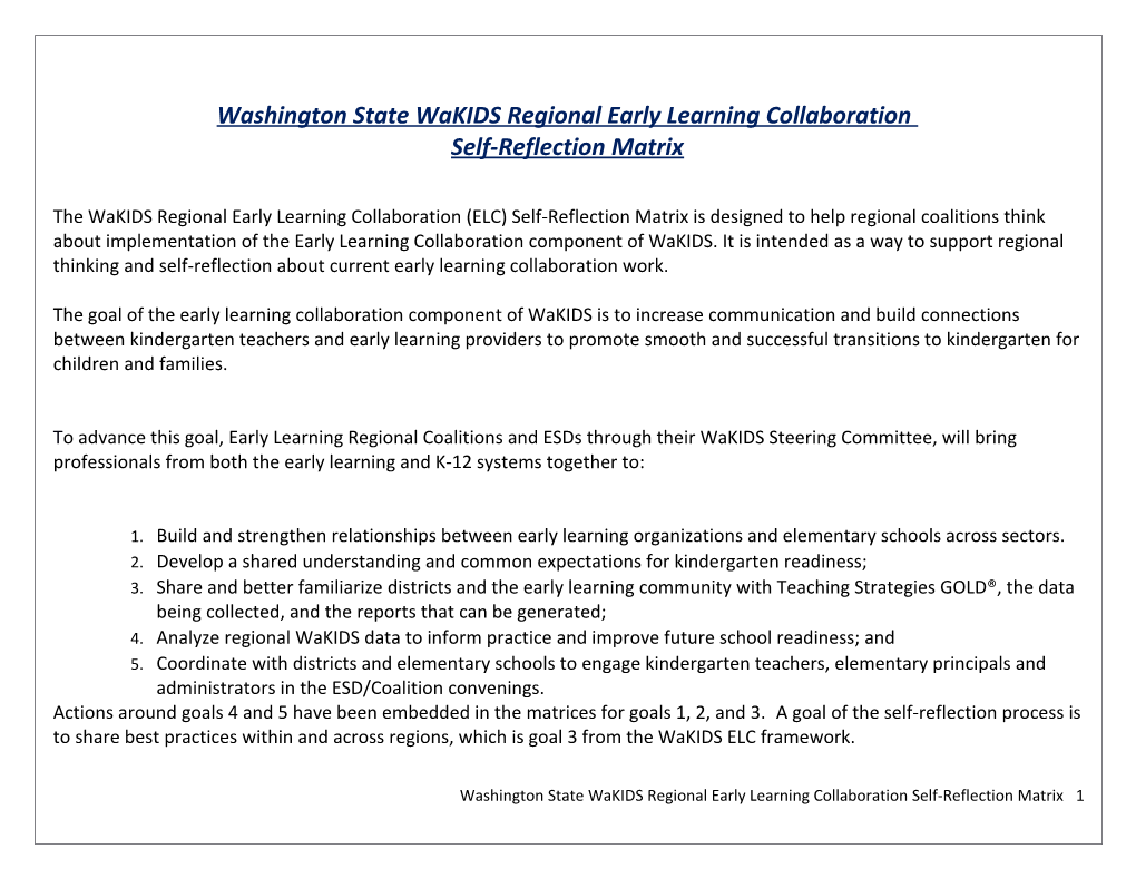 Washington State Wakids Regional Early Learning Collaboration