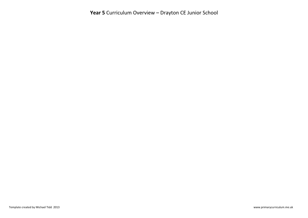 Year 5 Curriculum Overview Drayton CE Junior School