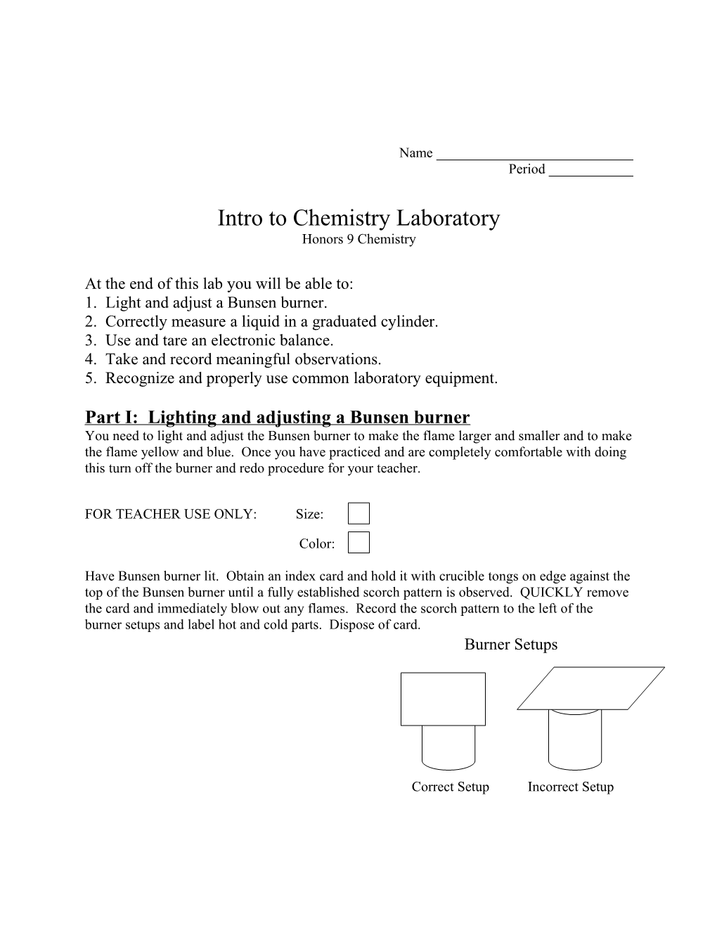 Intro to Chemistry Laboratory