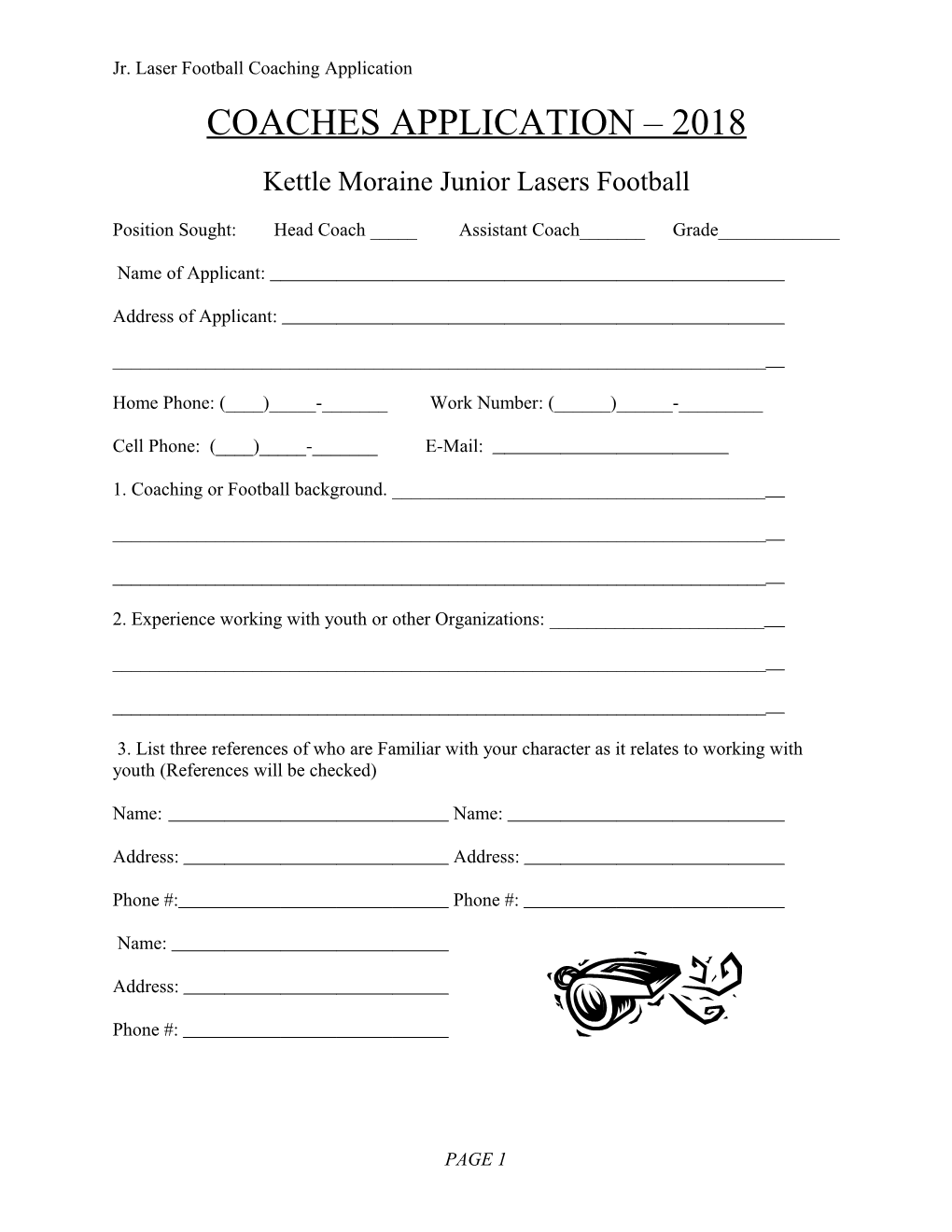 Jr. Laser Football Coaching Application