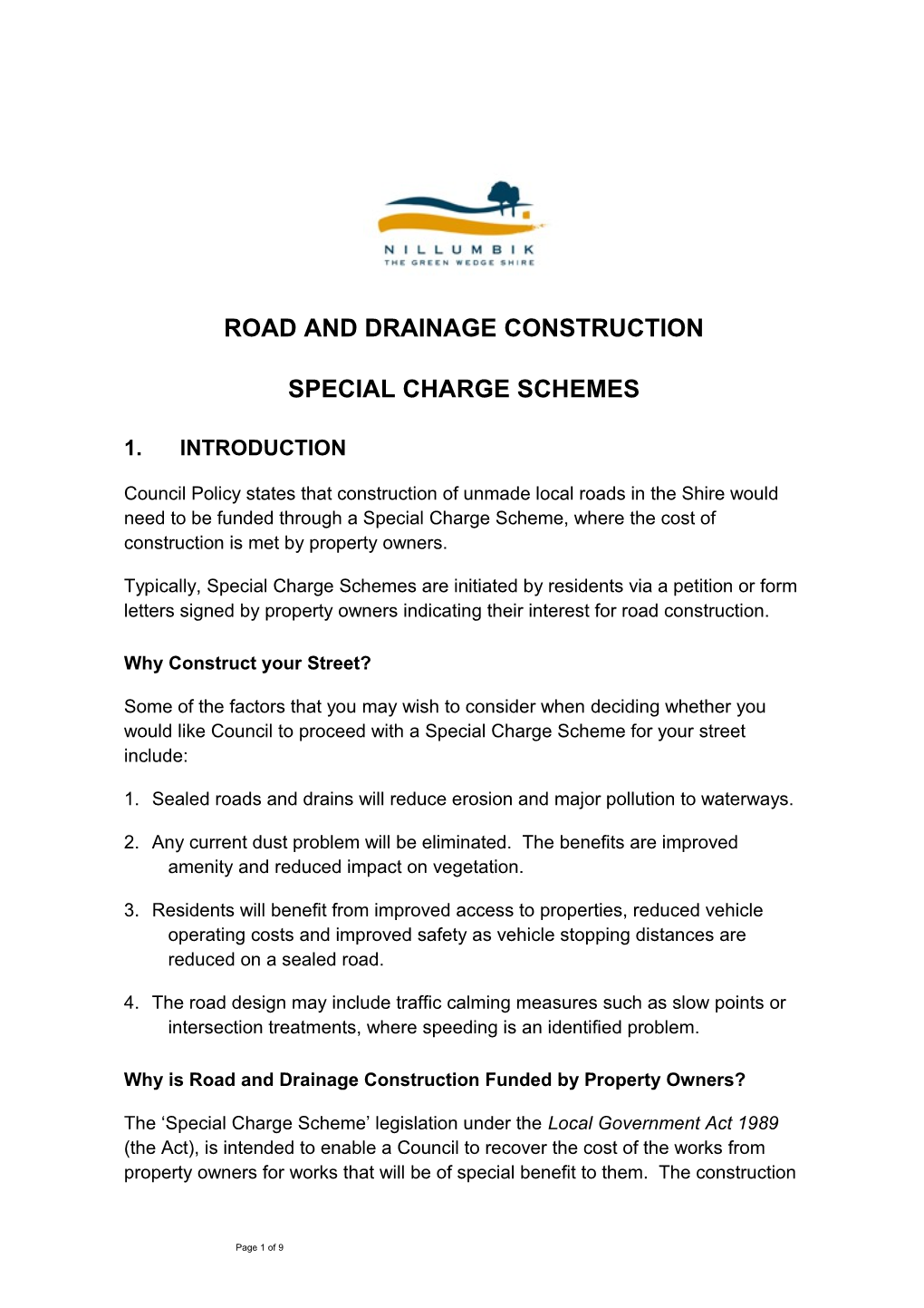 Special Charge Scheme Brochure