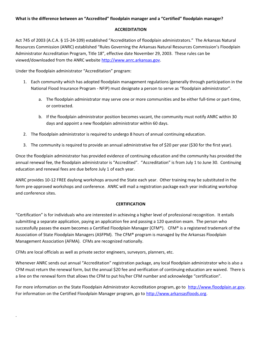 What Is the Difference Between an Accredited Floodplain Manager and a Certified Floodplain