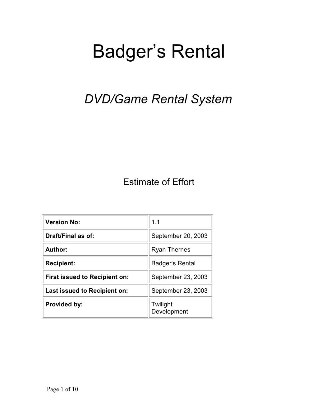 DVD/Game Rental System