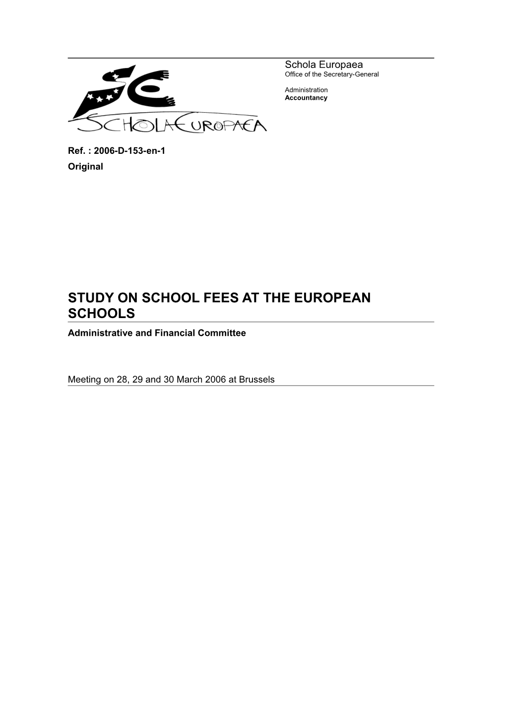 Study on School Fees at the European Schools