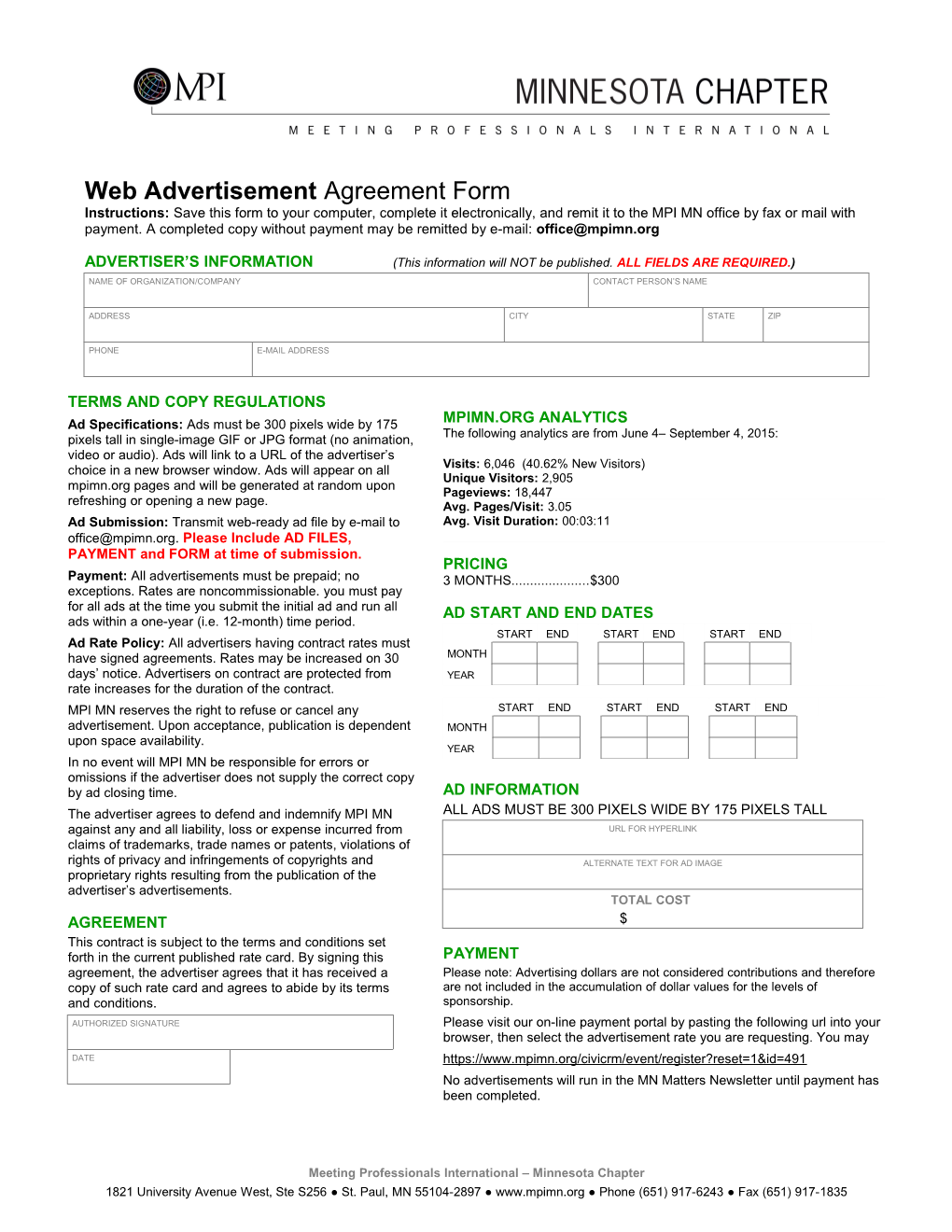 Professional Placement Service Listing Form