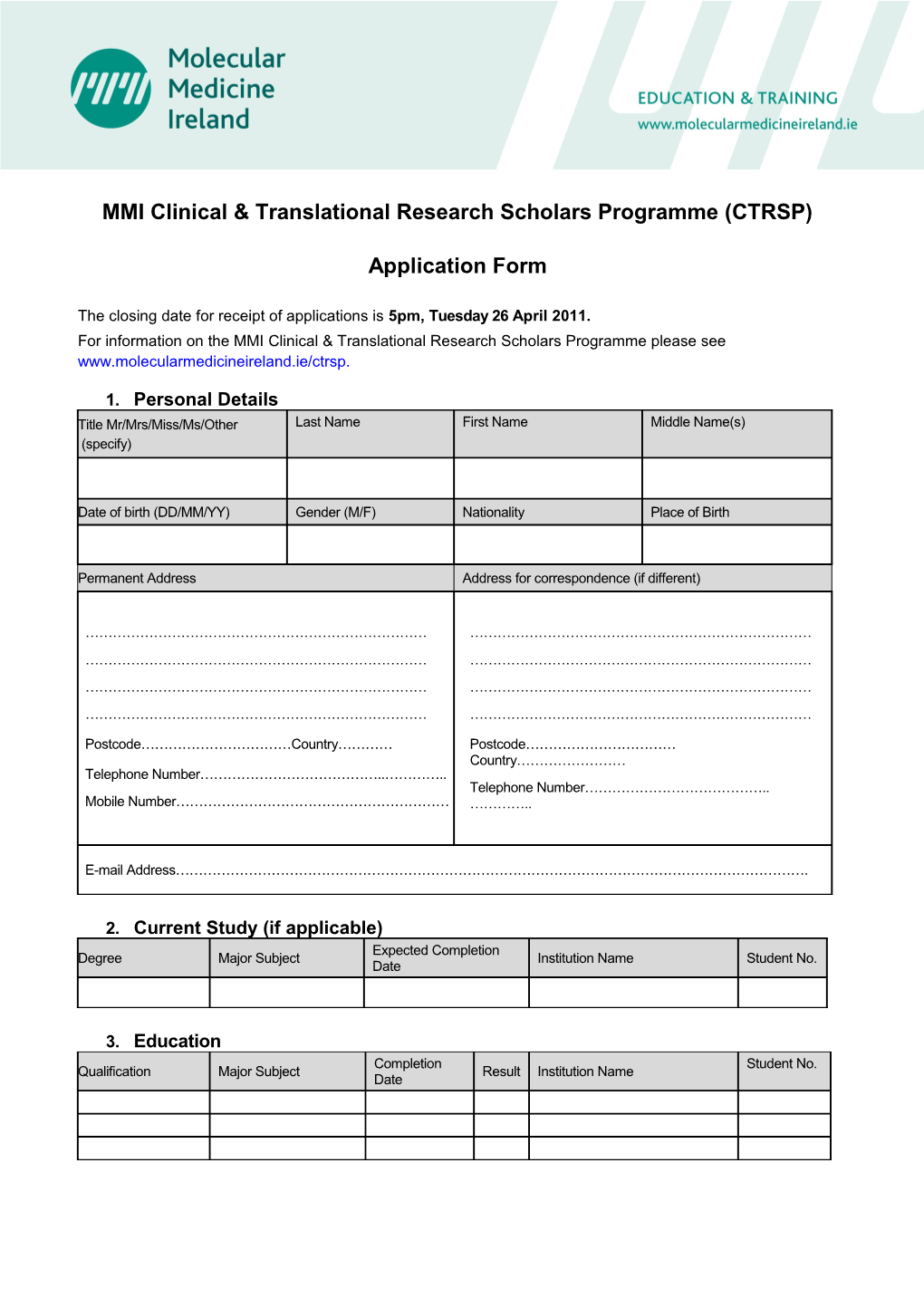MMI Clinical & Translational Research Scholars Programme (CTRSP)