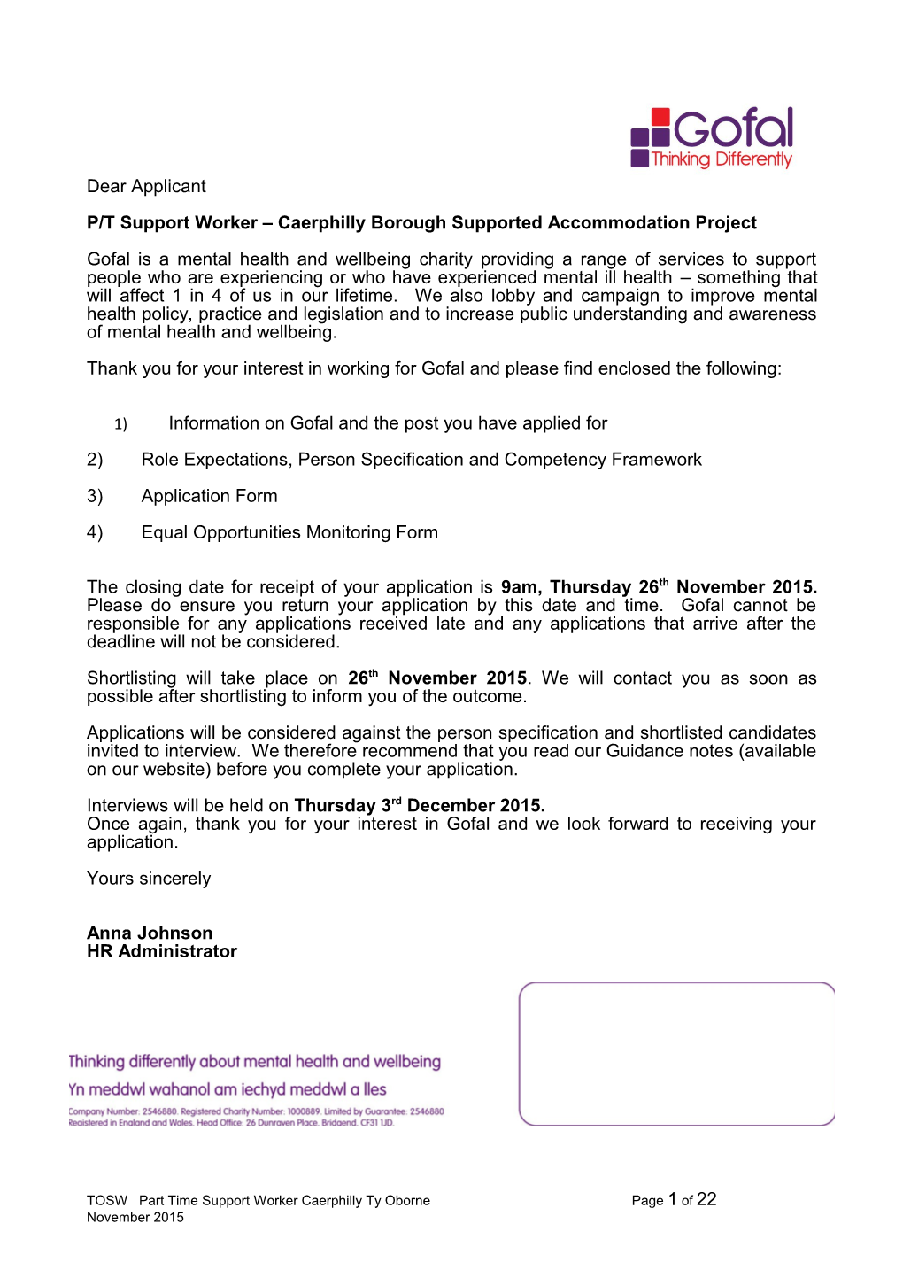 P/T Support Worker Caerphilly Borough Supported Accommodation Project