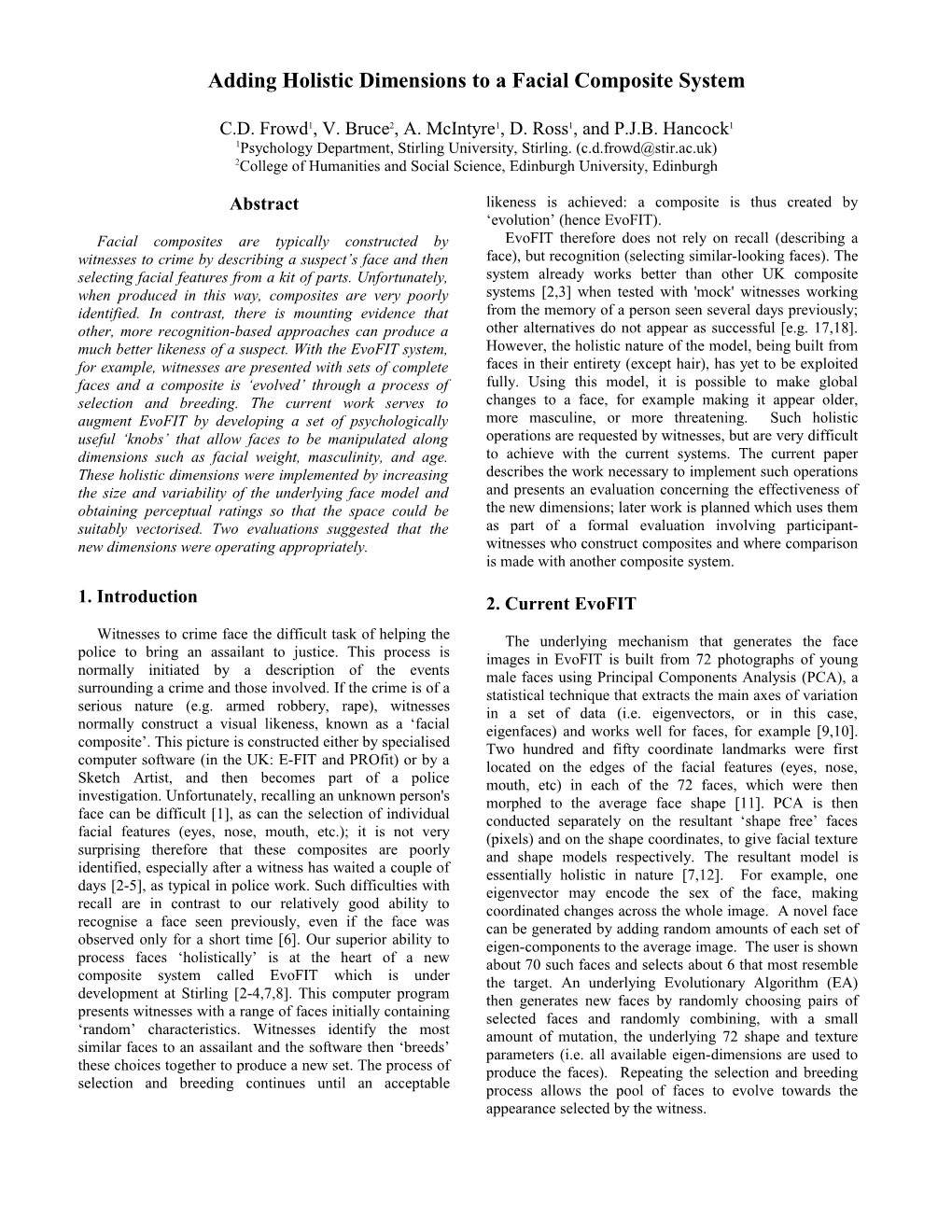 Adding Holistic Dimensions to a Facial Composite System