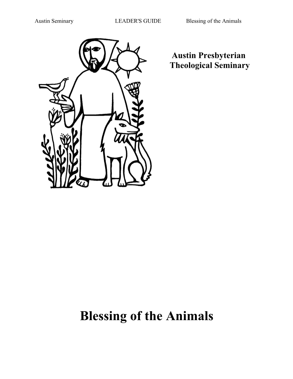 Austin Seminaryleader's Guideblessing of the Animals