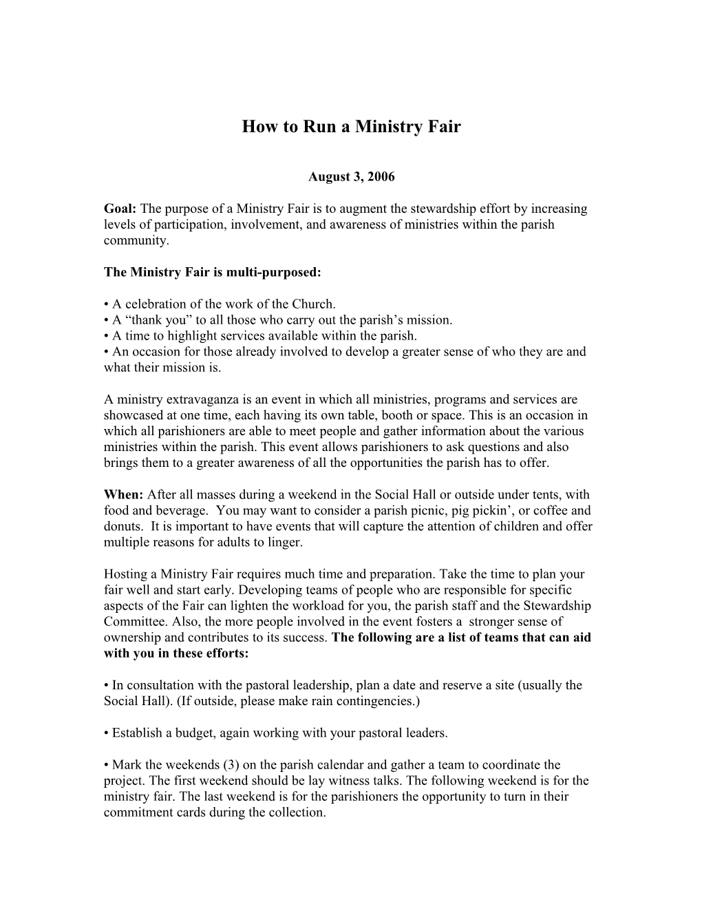 How to Run a Ministry Fair
