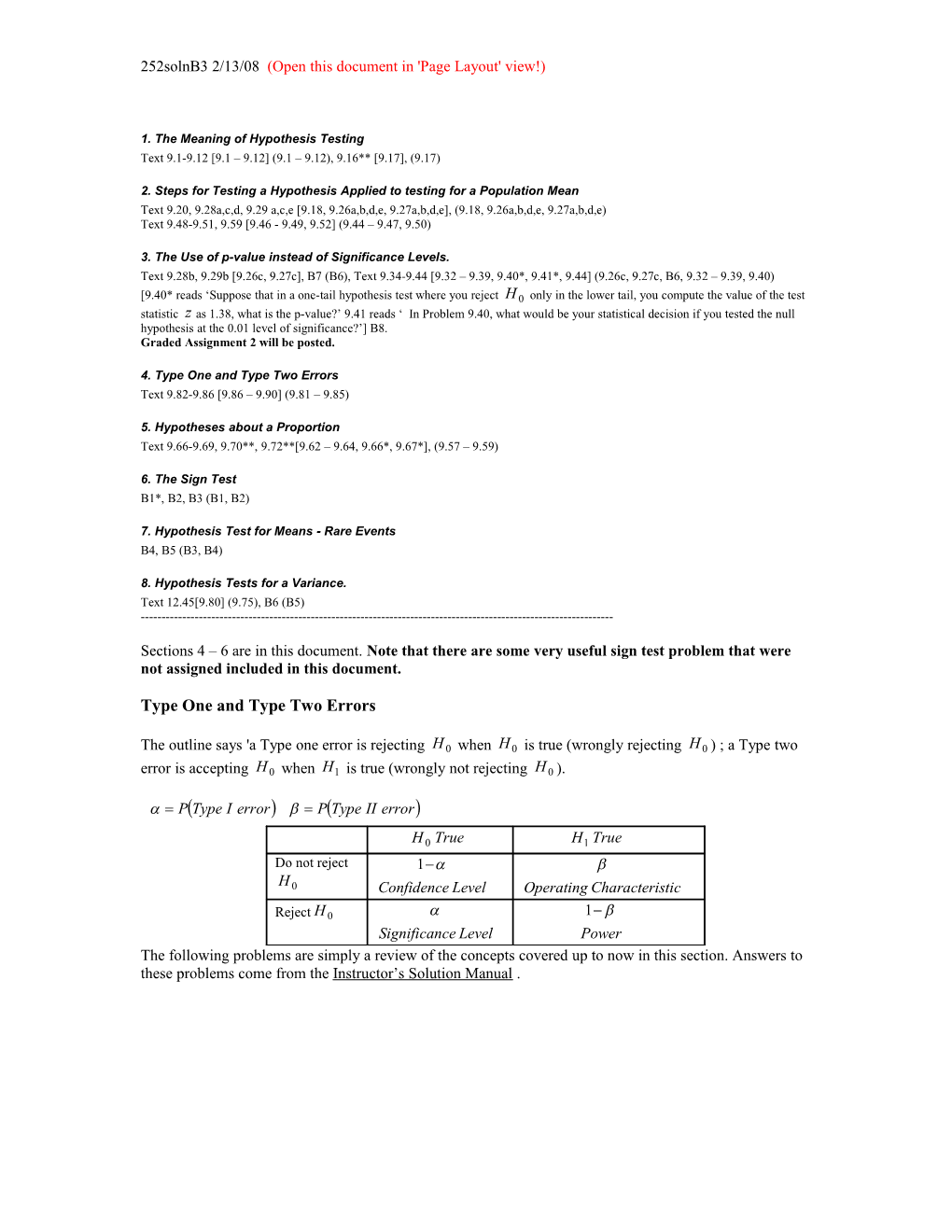 1. the Meaning of Hypothesis Testing