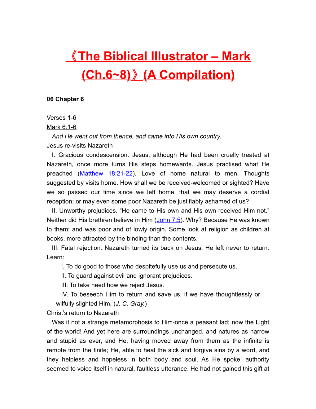 The Biblical Illustrator Mark (Ch.6 8) (A Compilation)