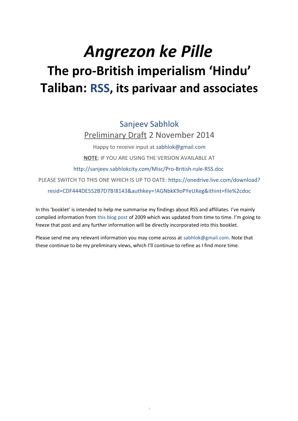 The Pro-British Imperialism Hindu Taliban: RSS , Its Parivaar and Associates
