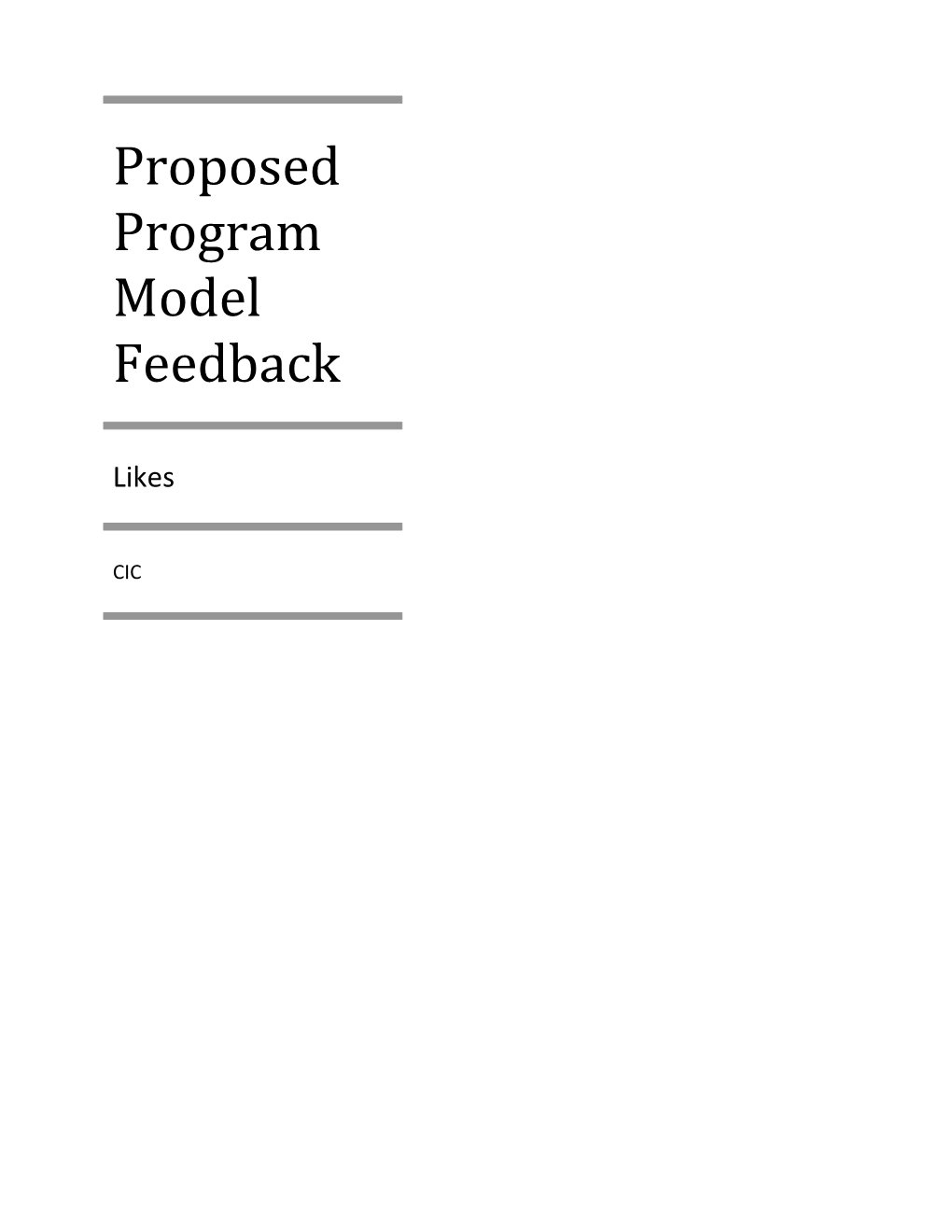 Proposed Program Model Feedback