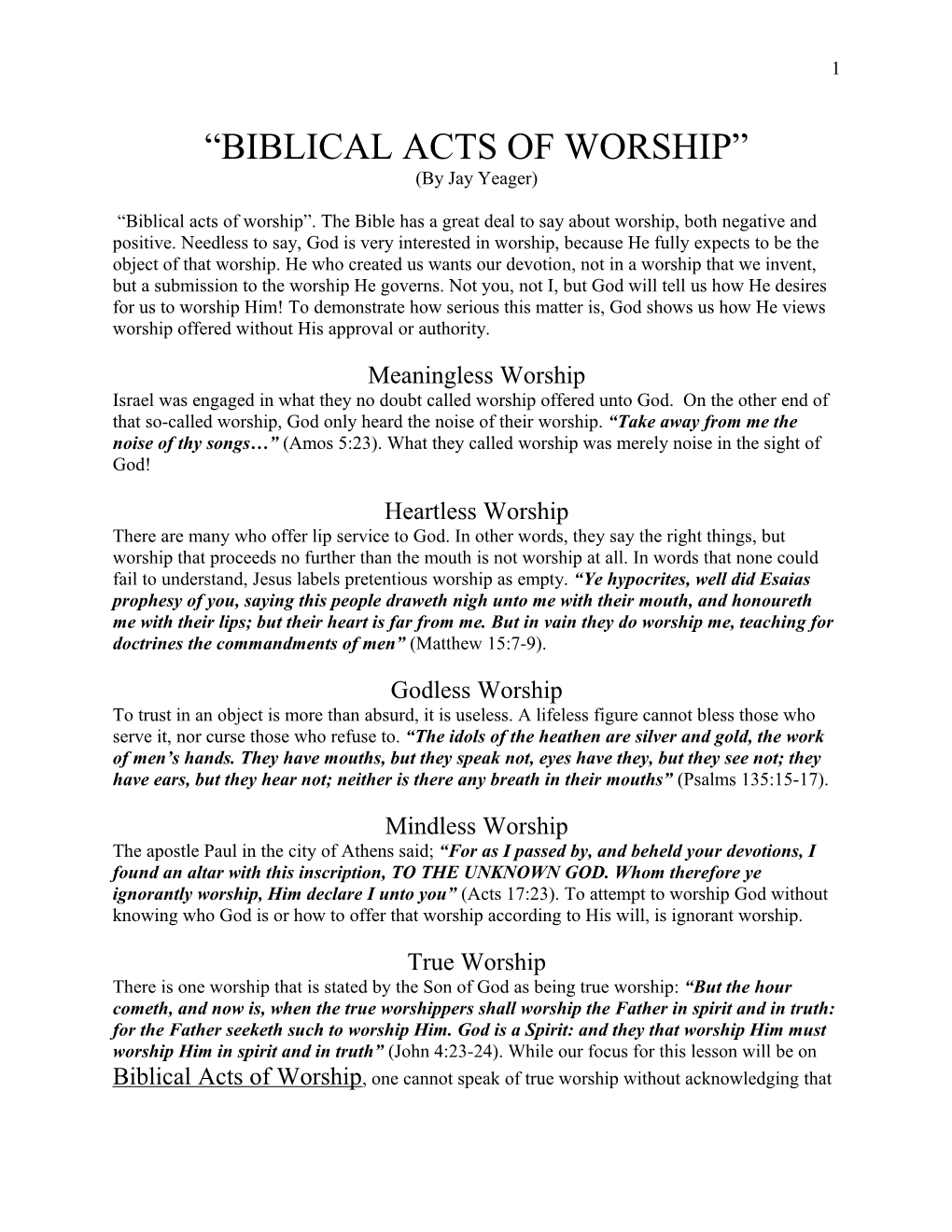 Biblical Acts of Worship