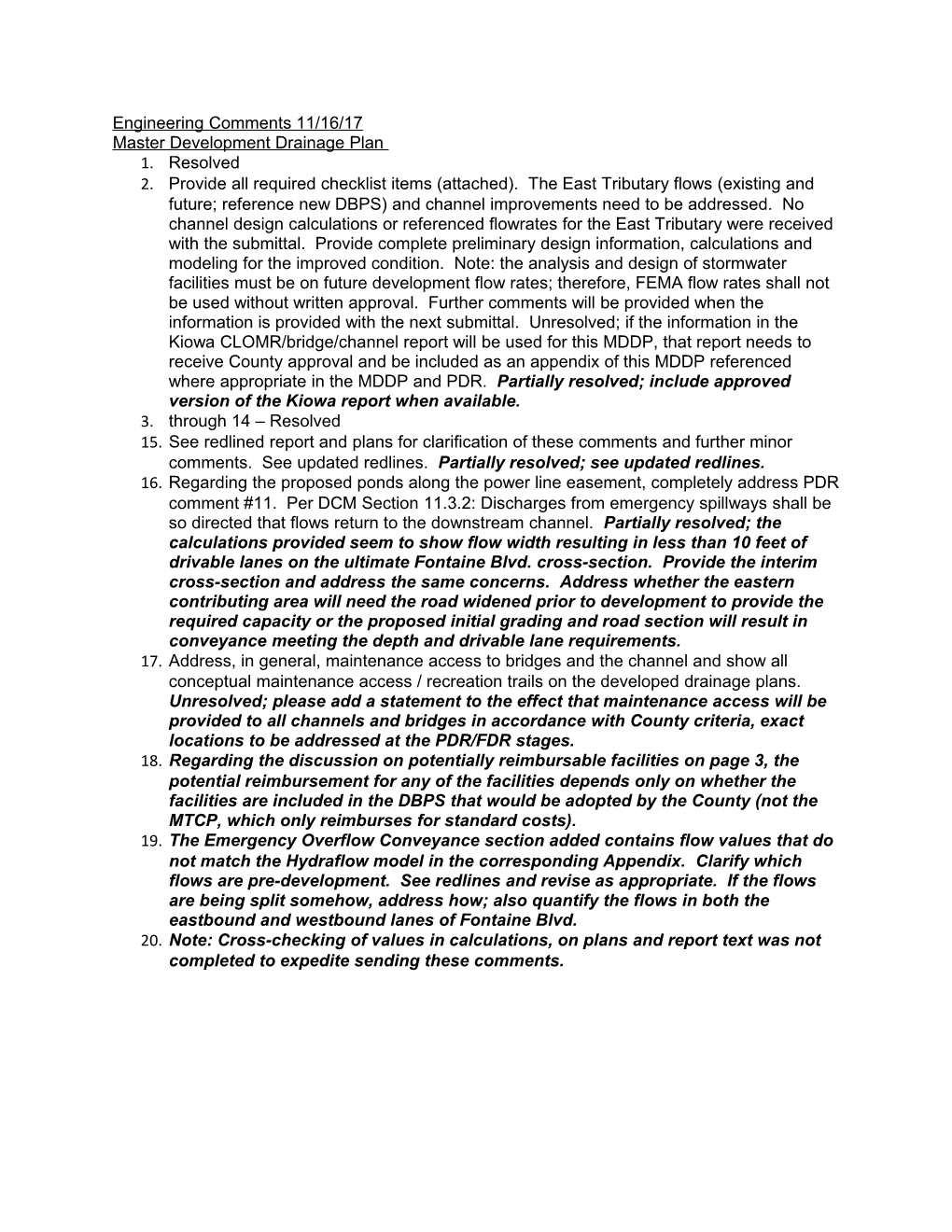 Master Development Drainage Plan