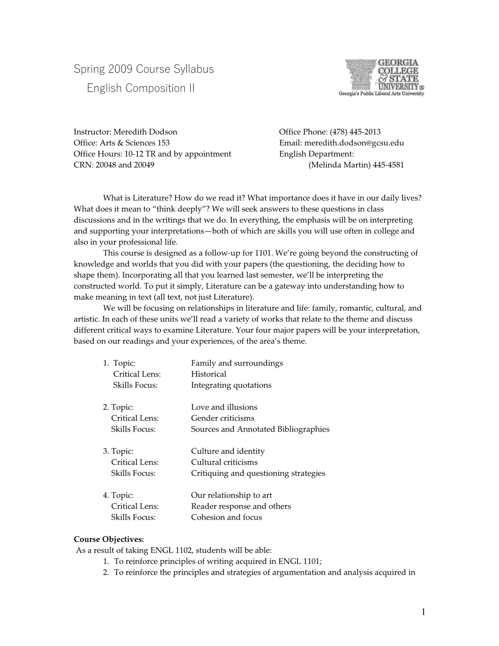 Spring 2007 Course Syllabus