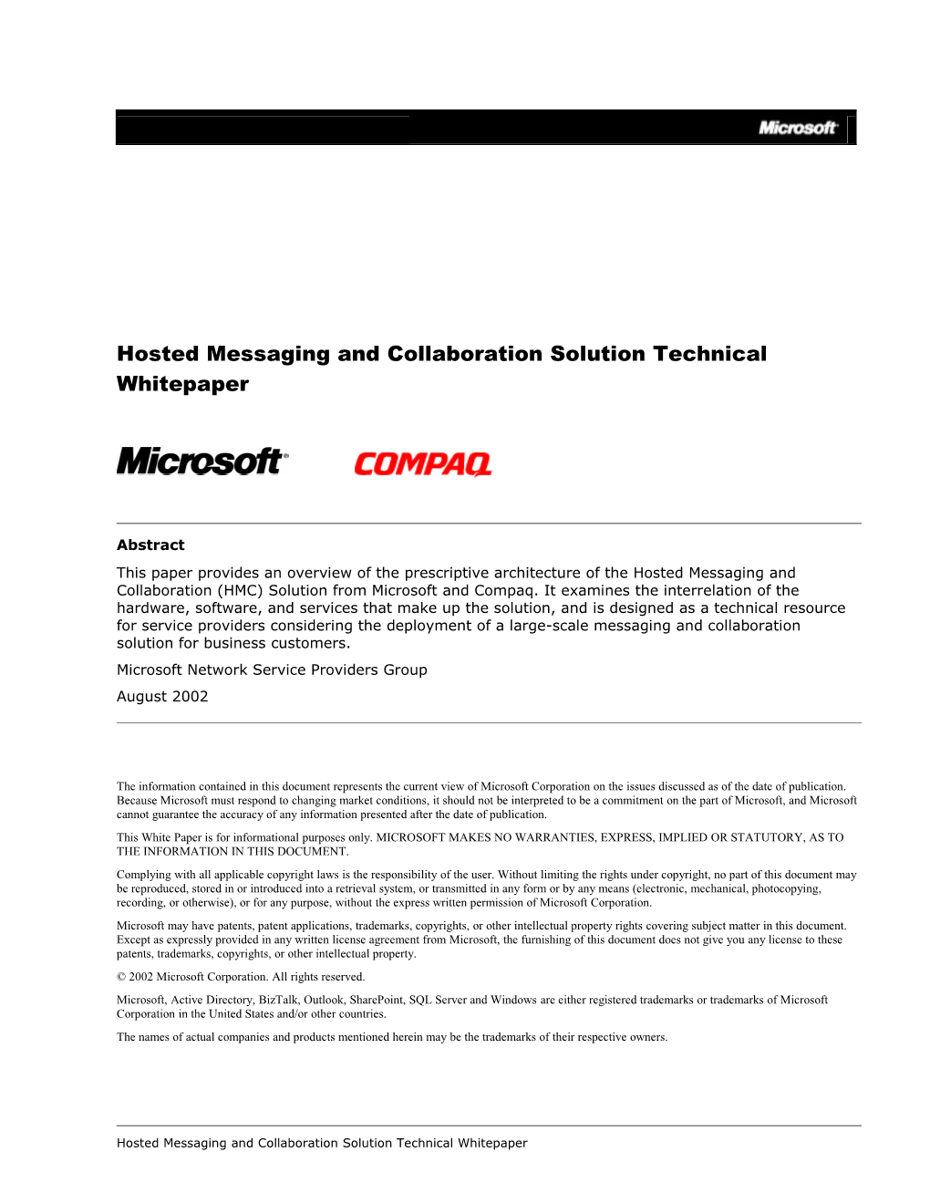 Hosted Messaging and Collaboration Solution Technical Whitepaper