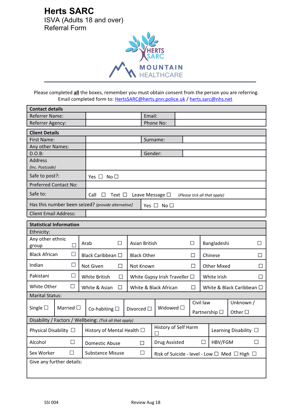 Victim Consent Form for Information Sharing