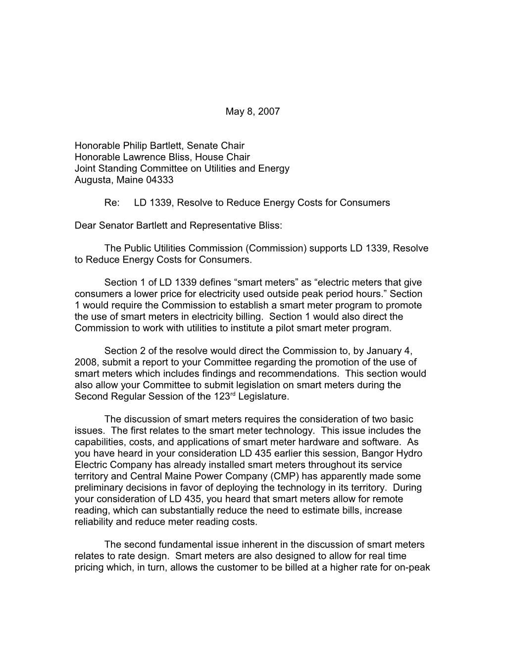 LD 1339 Testimony from Mpuc1may 8, 2007