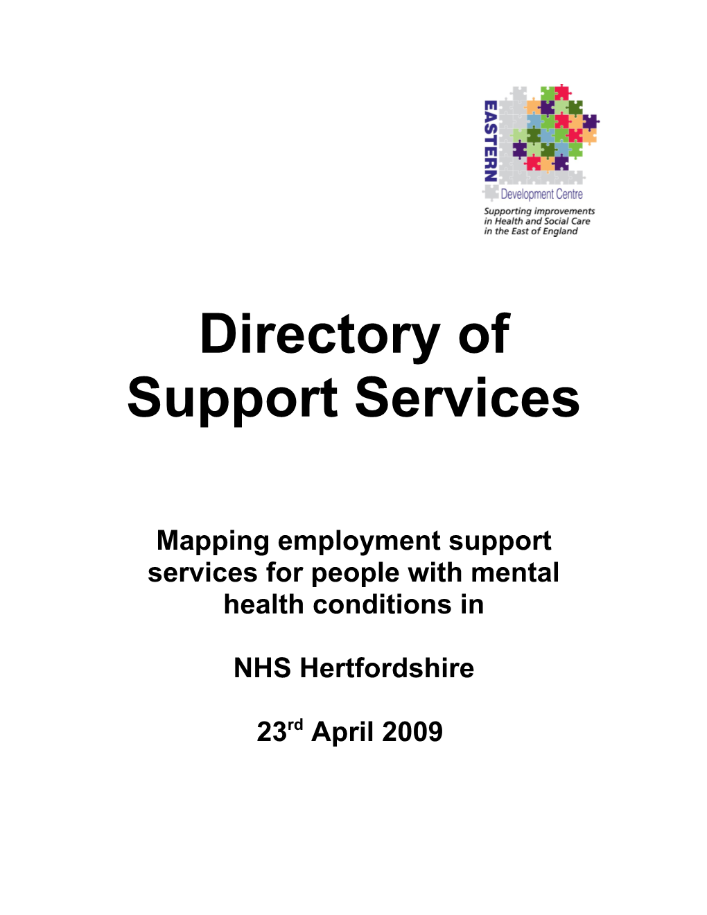 Mapping Employment Support Services for People with Mental Health Conditions In