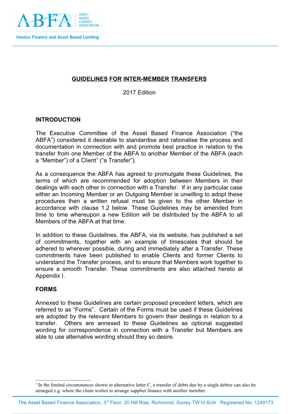 Inter Member Transfer Guidelines - Aug 2012