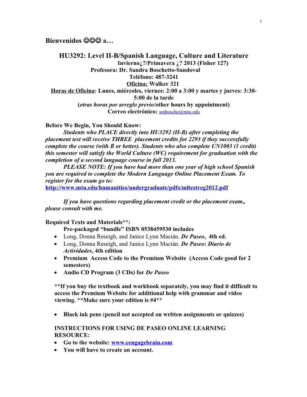 HU3292: Level II-B/Spanish Language, Culture and Literature