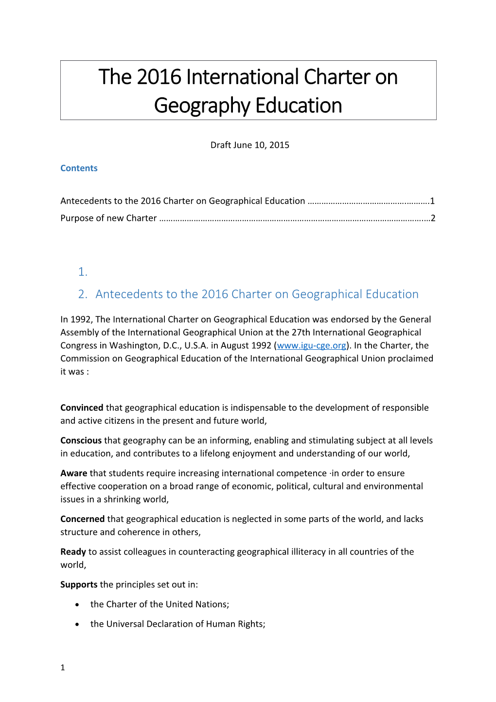 The 2016International Charter on Geography Education