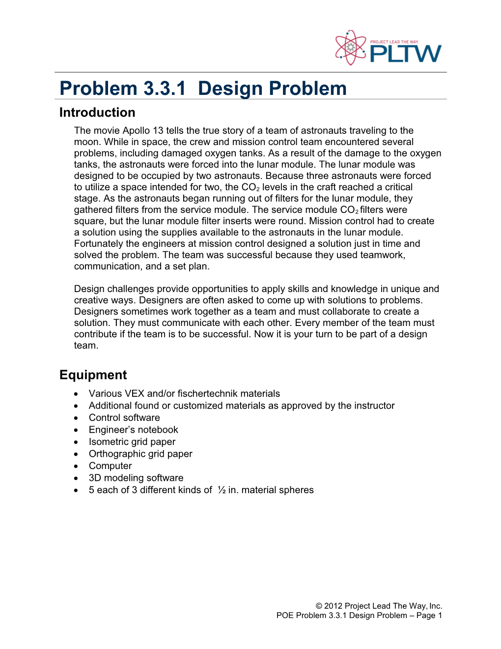 Problem 3.3.1 Design Problem