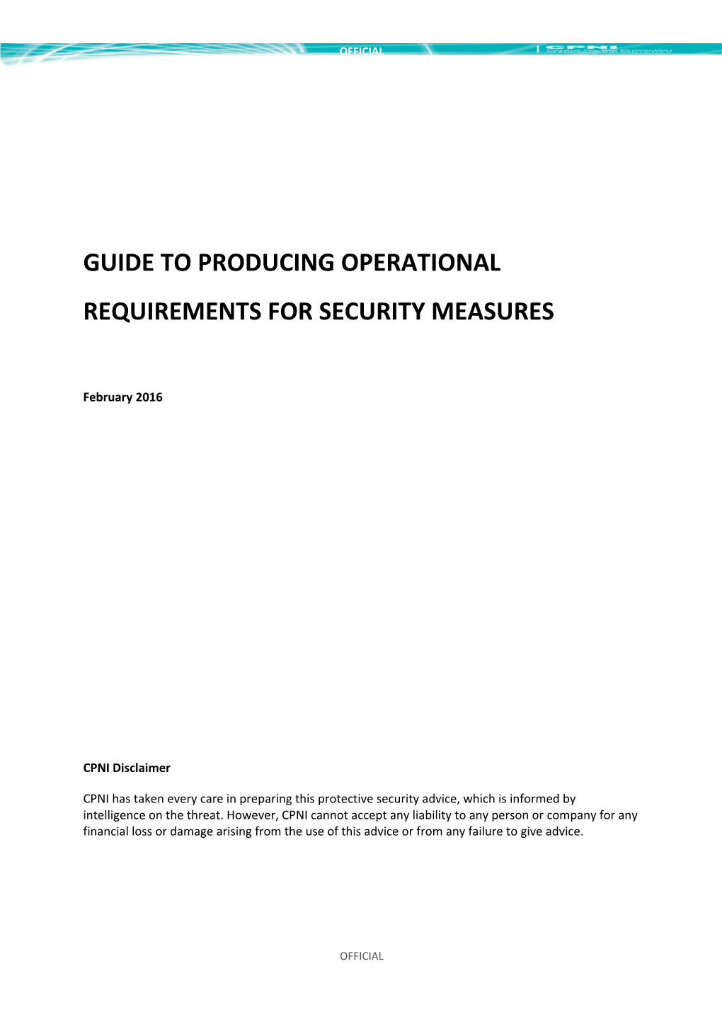Guide to Producing Operational Requirements for Security Measures