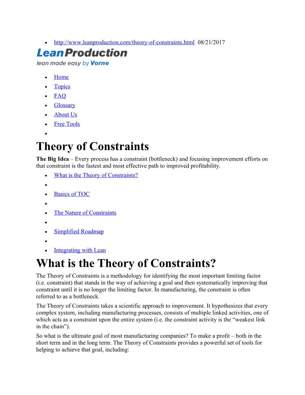 Theory of Constraints