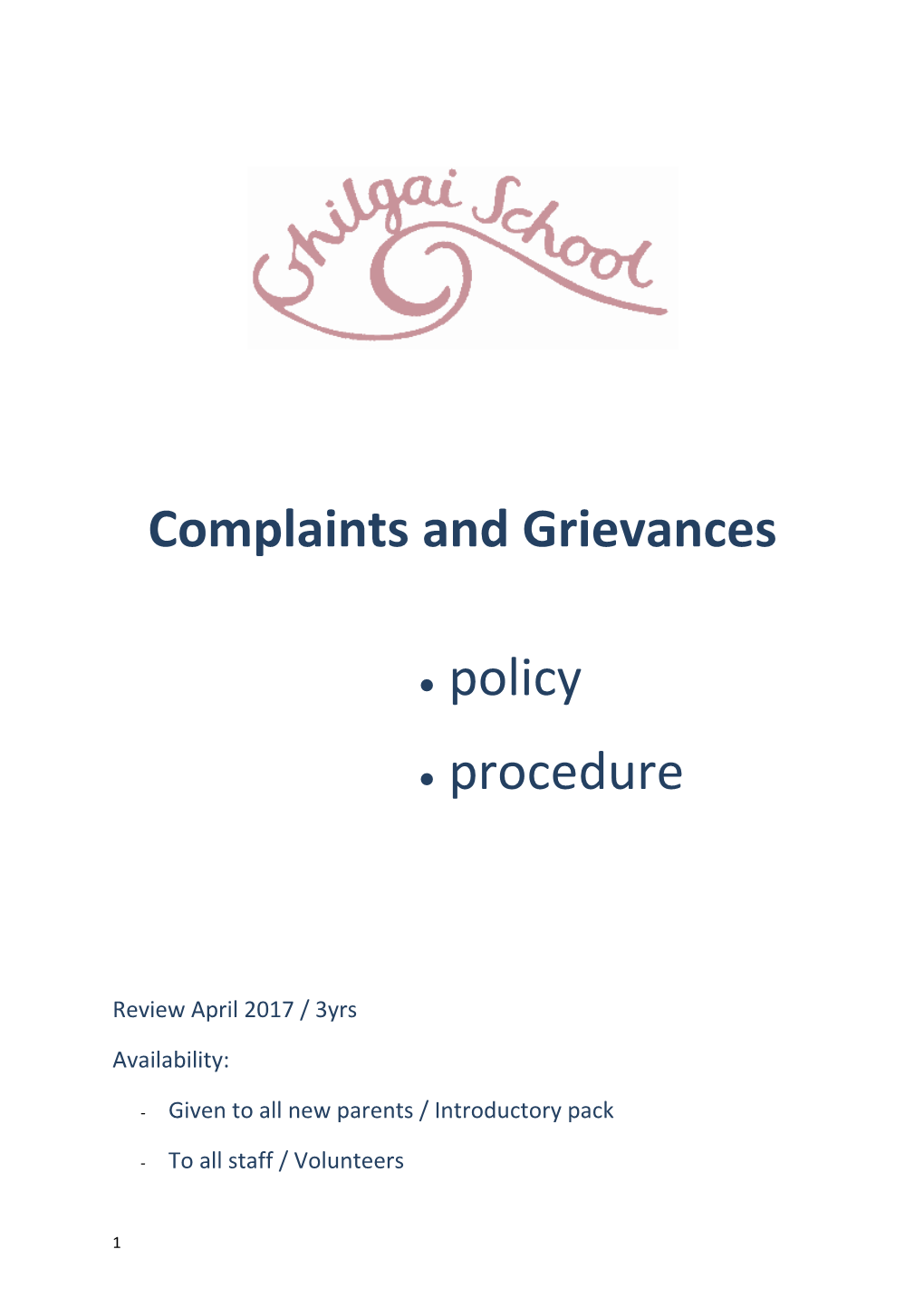 Complaints and Grievances