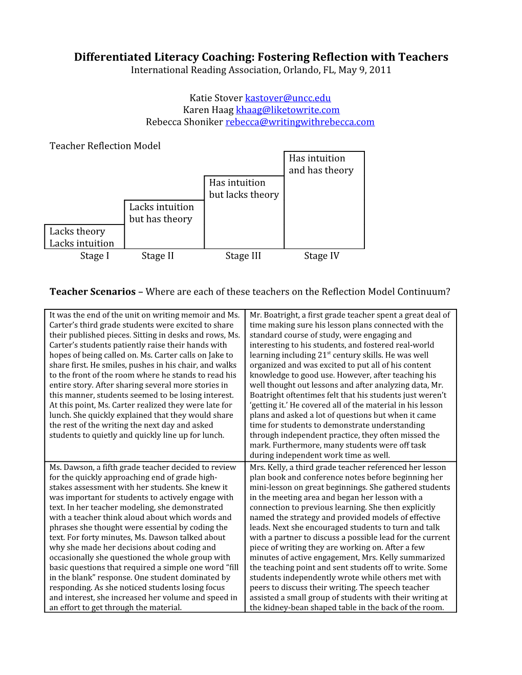 Differentiated Literacy Coaching: Fostering Reflection with Teachers