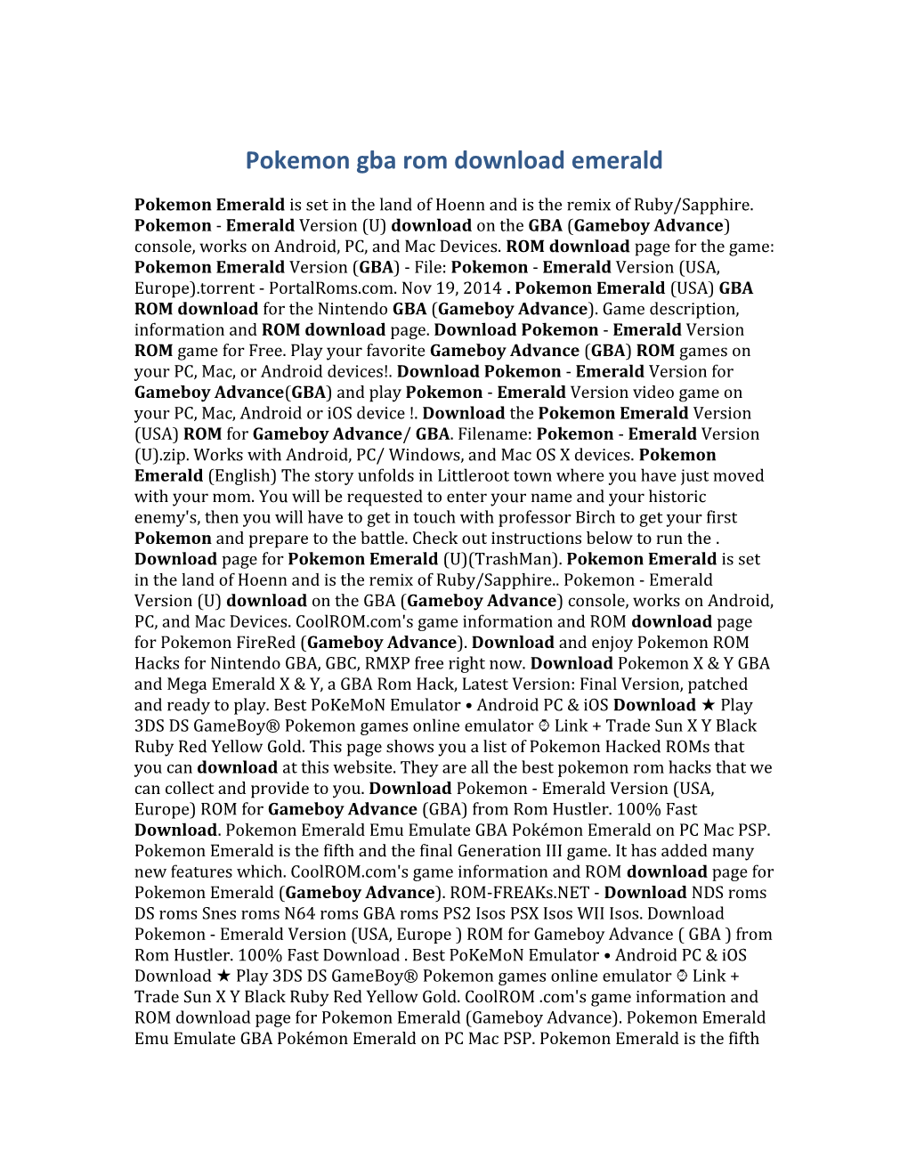 Pokemon Gba Rom Download Emerald