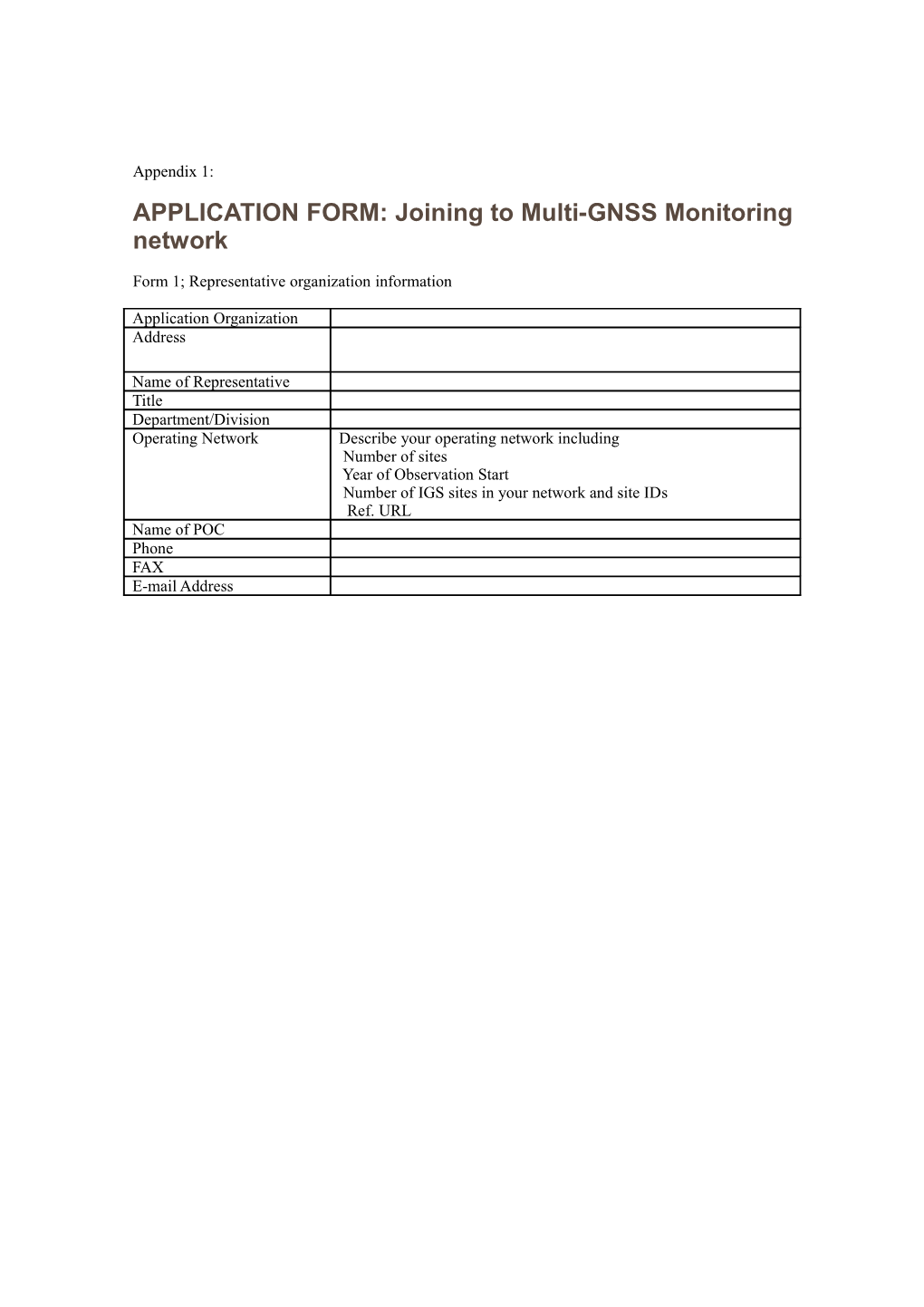 CALL for APPLICATIONS: 60 Hosting Sites for Multi-GNSS Monitoring Network