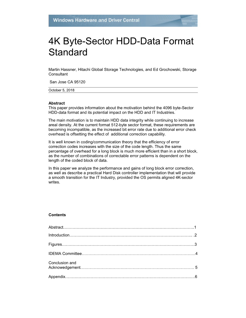 4K Byte-Sector HDD-Data Format Standard